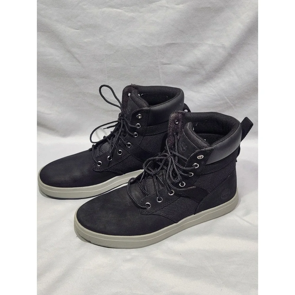 Timberland‎ Black Davis Square Leather Fabric Chukka Sneaker Boots sz 7.5